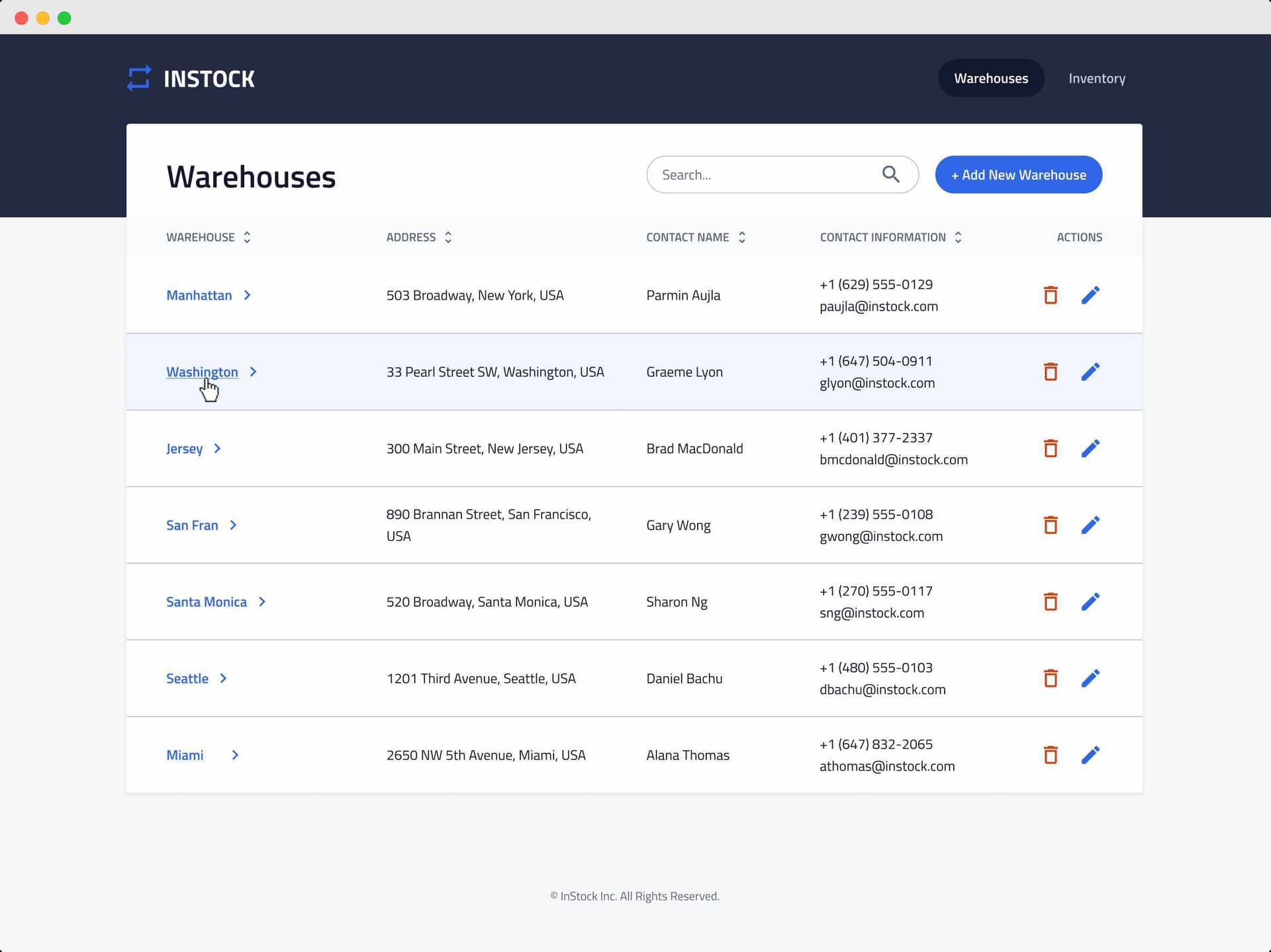 Instock Web App