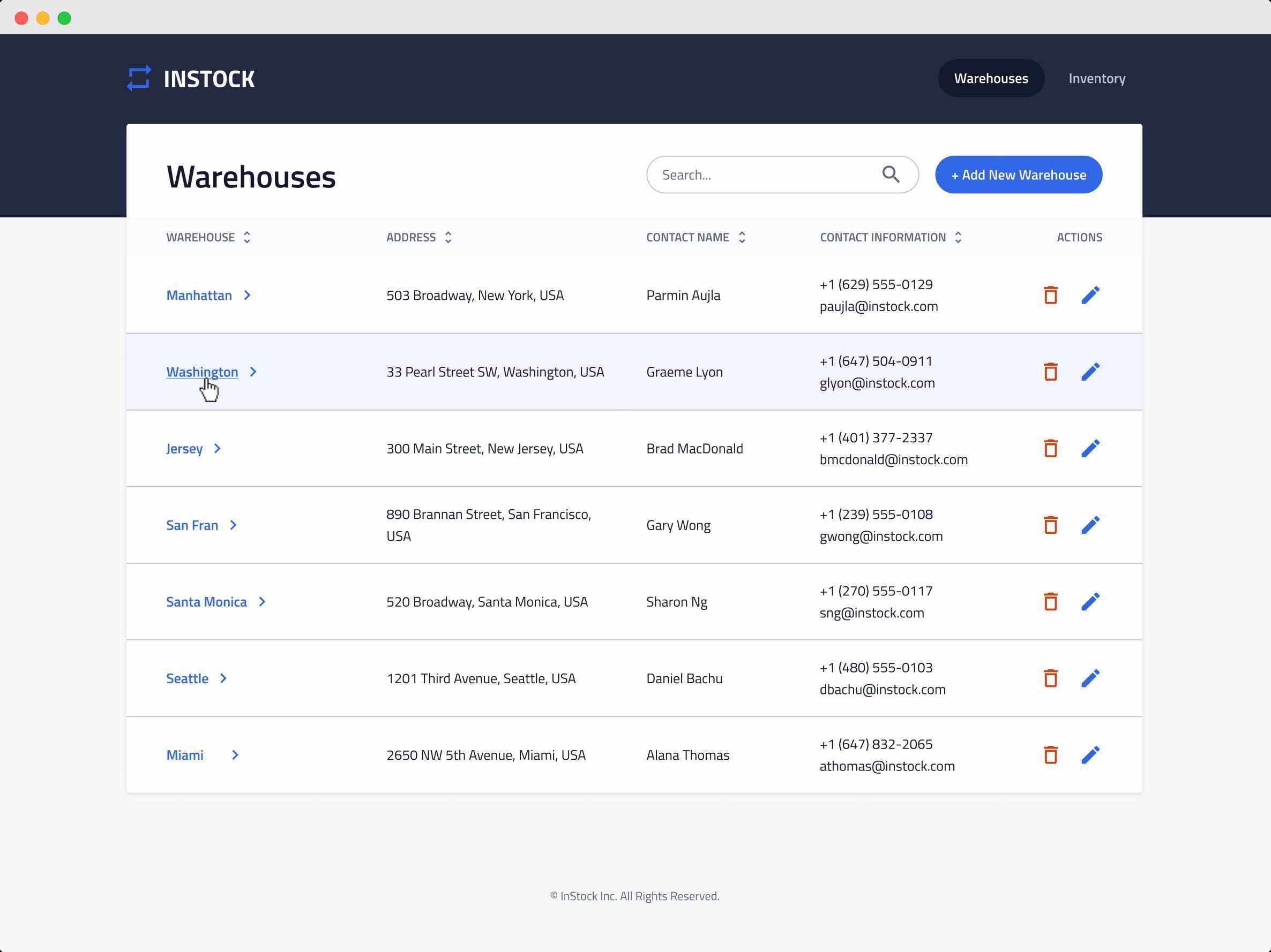Instock Web App
